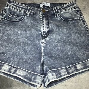 High waisted dark wash shorts